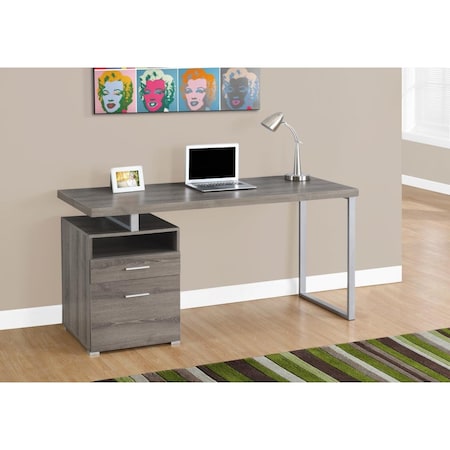 Gfancy Fixtures 30 in. Dark Taupe Particle Board & Silver Metal Computer Desk GF3082574
